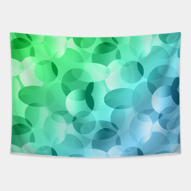 Blue and Green Gradient Layered Ovals Tapestry by KelseyLovelle