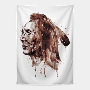 Indian Warrior Sepia Tones Tapestry