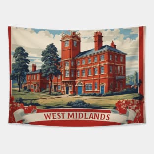 West Midlands England Vintage Travel Tourism Poster Tapestry