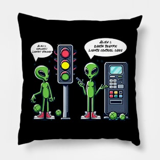 aliens traffic Pillow