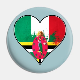 Mexican and Dominica Heart Mix Heritage Flag Pin