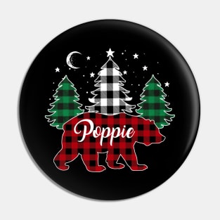 Poppie Bear Buffalo Red Plaid Matching Family Christmas Pin