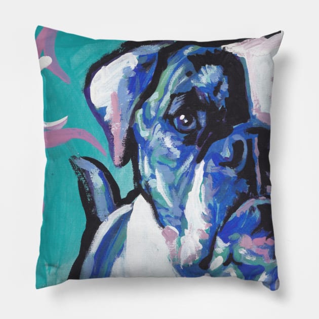 American Bulldog bright Colorful Pop Dog Art Pillow by bentnotbroken11