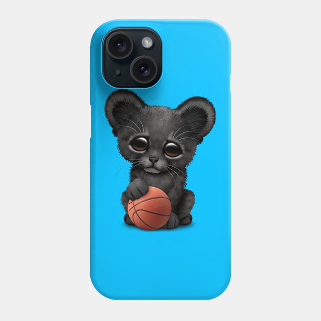 Black Panther Cub Playing With Basketball Phone Case by jeffbartels