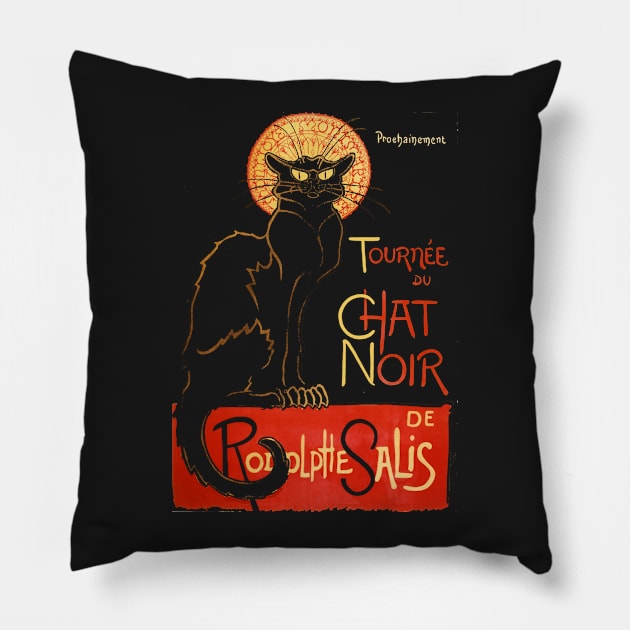 LA CHAT NOIR- Bohemian French Style Pillow by IceTees