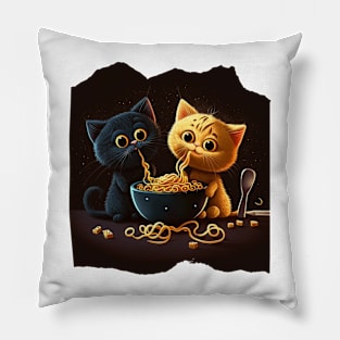 Cats eating Pillow