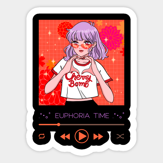 Cherry Bomb, Euphoria Style, Anime and Manga style Girl - Anime Girls - Sticker