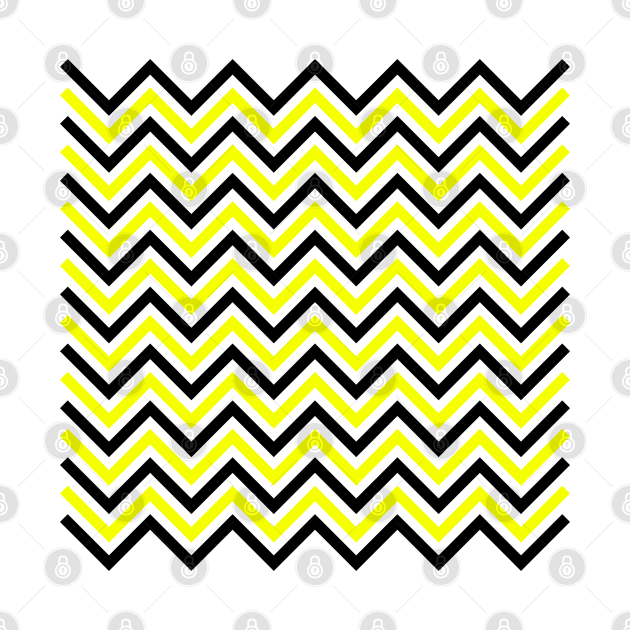 Zigzag Lines - Black Yellow by SanTees