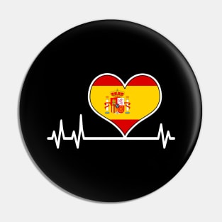 Spain Heart Flag Heartbeat Love EKG Pin