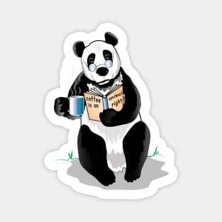 Panda Drinks Coffe And Reading Book Magnet