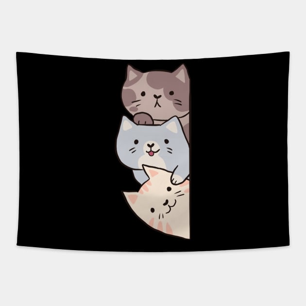 Cute three cats stack Tapestry by Yarafantasyart