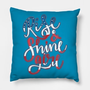 Rise and Shine Girl Flag Graphic T-shirt Pillow