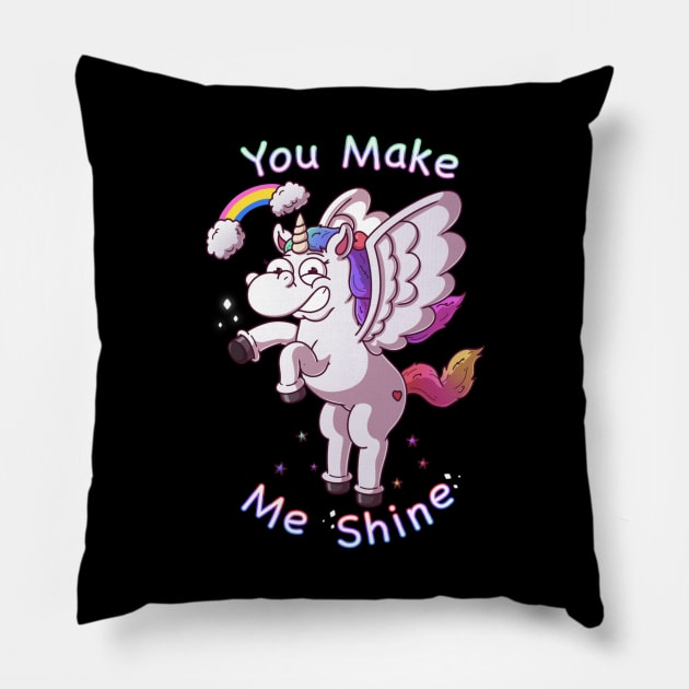 You Make Me Shine Pillow by TheMaskedTooner