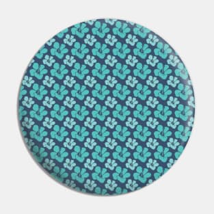 Botanic Floral Pattern Teal Blue Pastel Pin