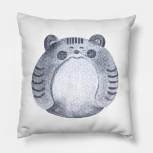 Cute Fluffy Cat in Grayscale Pillow