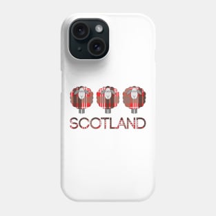 Trio of Scottish Red, Black and White Tartan Patterned Sheep Phone Case