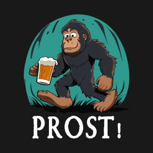 Bigfoot Sasquatch Prost Drinking Beer German Oktoberfest T-Shirt