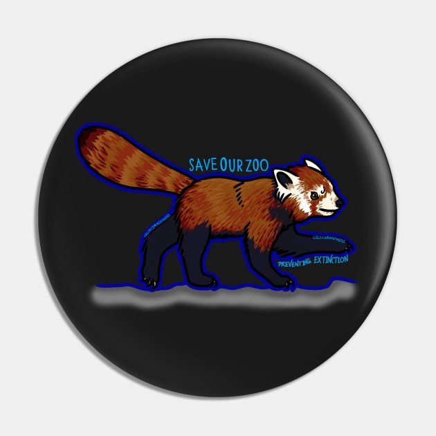 Day 12- Cartoon Red Panda Pin by CelticDragoness