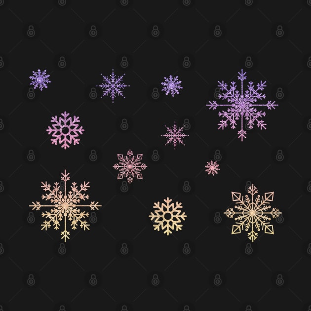 Pastel Ombre Faux Glitter Snowflakes by Felicity-K