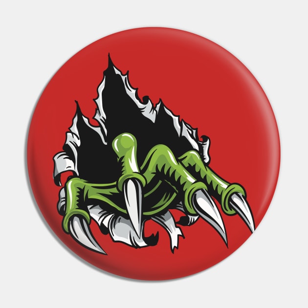 Green Luck Dragons Claws Ripping A Whole Design Pin by LuckDragonGifts