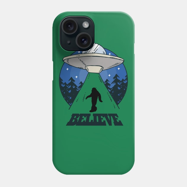 Bigfoot UFO Believe Conspiracy Theory Phone Case by UNDERGROUNDROOTS