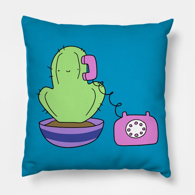 Cactus Making a Call Pillow by saradaboru