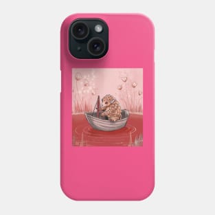 AI generated floral lake Pangolin on boat Phone Case