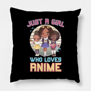 Just A Girl Who Loves Anime Kawaii Vaporwave Melanin Girls Pillow