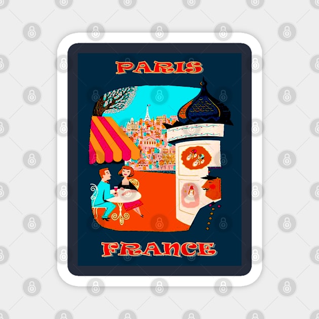 Paris France Cafe Abstract Travel and Tourism Advertising Print Magnet by posterbobs