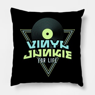 VINYL JUNKIE  - For Life (blue/lime) Pillow