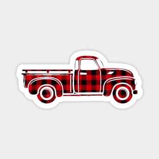 Christmas Buffalo Plaid Distressed Vintage Truck Magnet