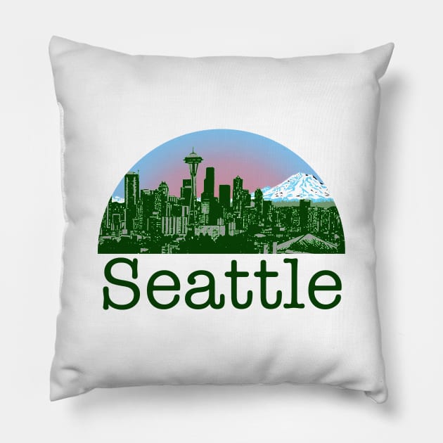 Seattle, the Emerald City Pillow by checkman