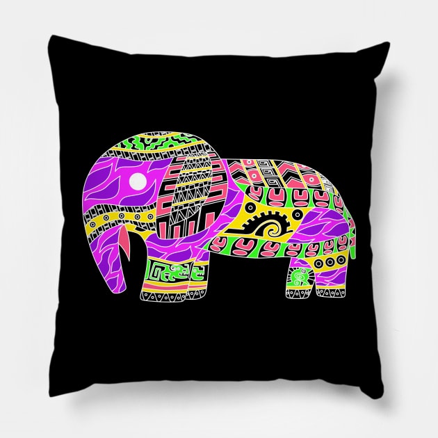 mexican totonac elephant in ecopop pattern arts Pillow by jorge_lebeau