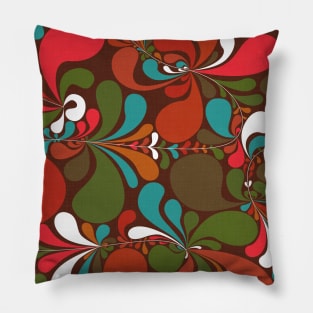 Groovy Folk Flowers, Maximalist Retro Decor / Summer of 1968 Pillow