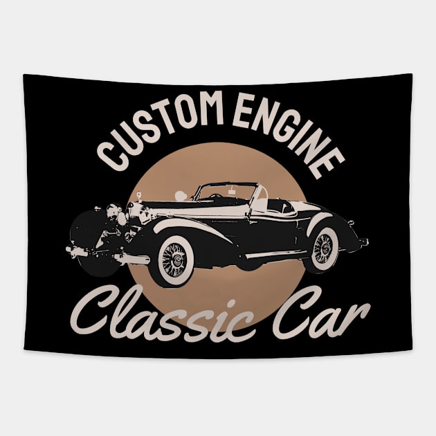 Custom engine classic car Tapestry by BunnyCreative