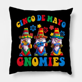 Funny Cinco De Mayo With My Gnomies Trio Gnomes Boys Girls Pillow