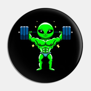 Alien bodybuilder in the gym Pin