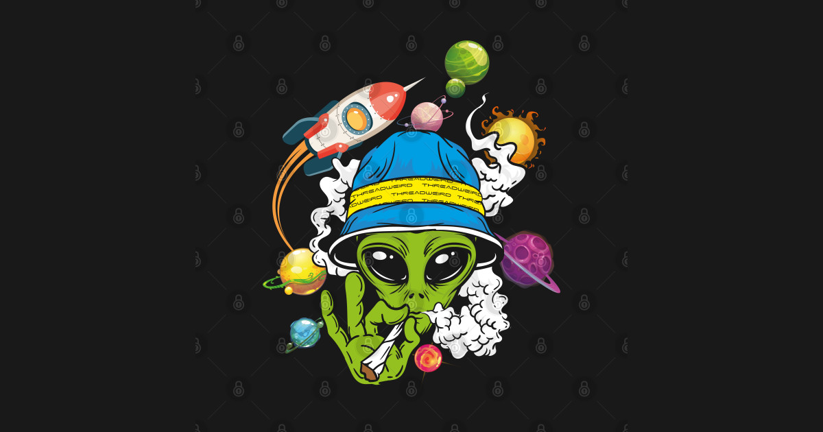 Alien Smoking Weed - Alien Smoking Weed - Tapestry | TeePublic