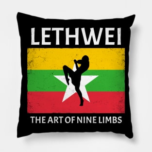 Myanmar Flag Lethwei Fighter Pillow