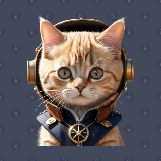 Funny Vintage Steampunk Cat Pilot by Tina