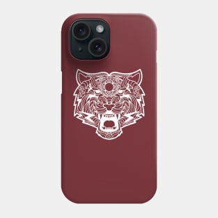 Tiger Fierce Scary Fangs Mandala Black and White Brave Warrior Phone Case