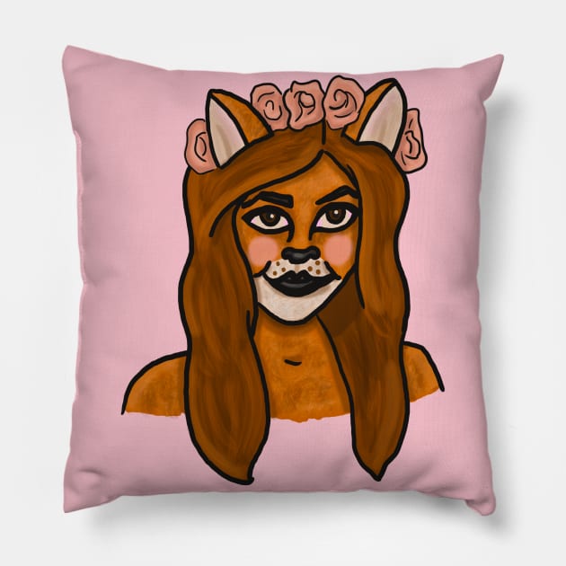 Fox Person Pillow by tesiamarieart