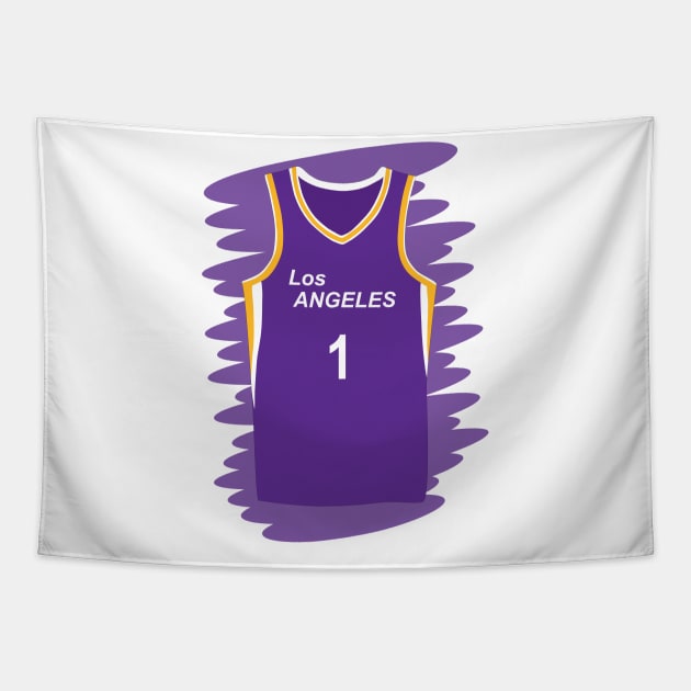 Los Angeles Sparks number 1 uniform Tapestry by GiCapgraphics