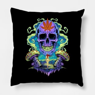 Purple Cannabis Skull Pillow