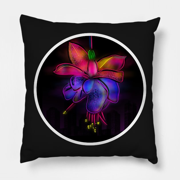 Fuchsia flower sticker Pillow by Judinart