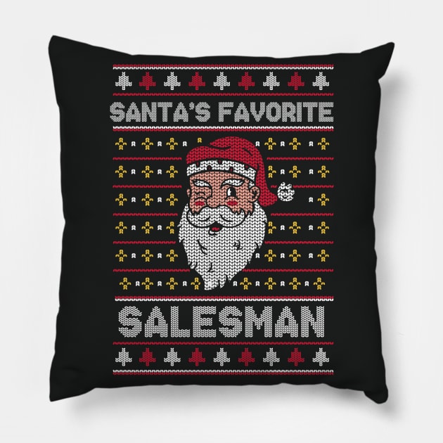 Santa's Favorite Salesman // Funny Ugly Christmas Sweater // Sales Rep Holiday Xmas Pillow by Now Boarding