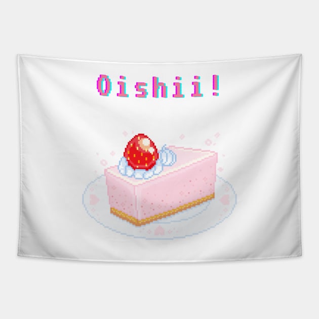 Kawaii Pixel Oishii Dream Dessert (strawberry mousse) Tapestry by OMC Designs