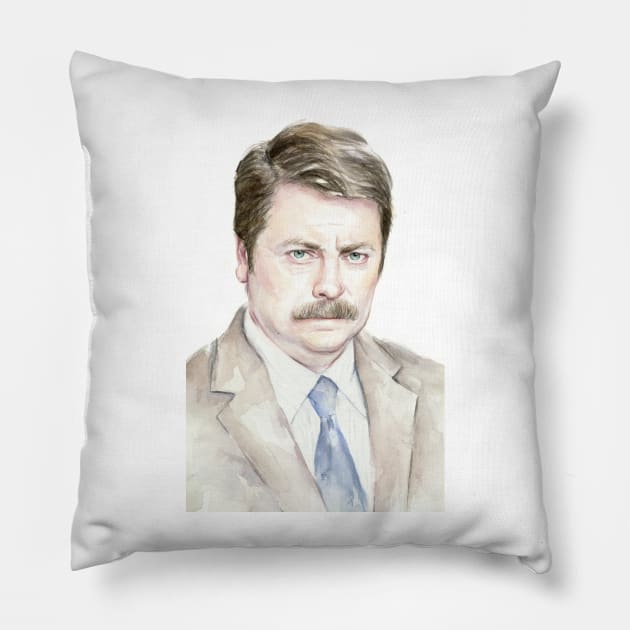 Awesome Swanson Watercolor Pillow by Olechka