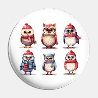 Christmas Owls Pin