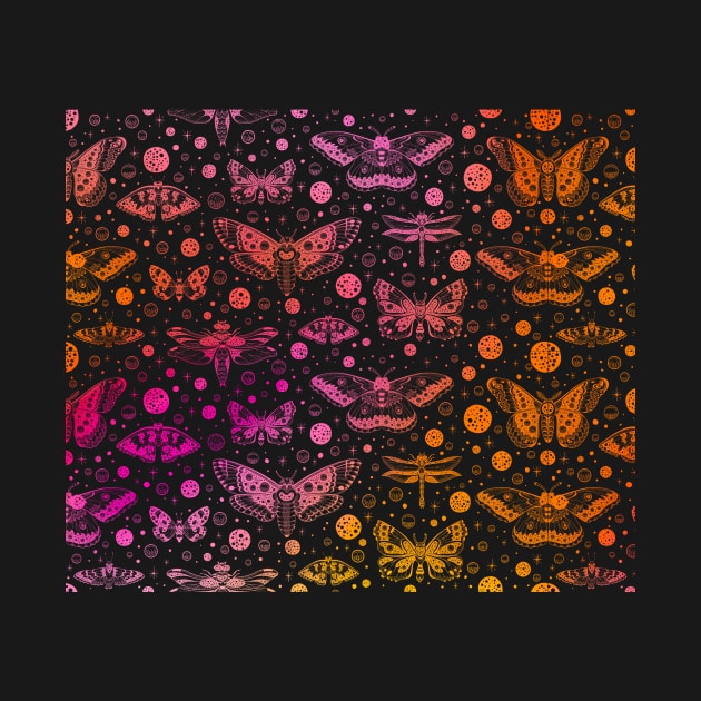 Pink and Orange Butterfly Pattern by rosiemoonart